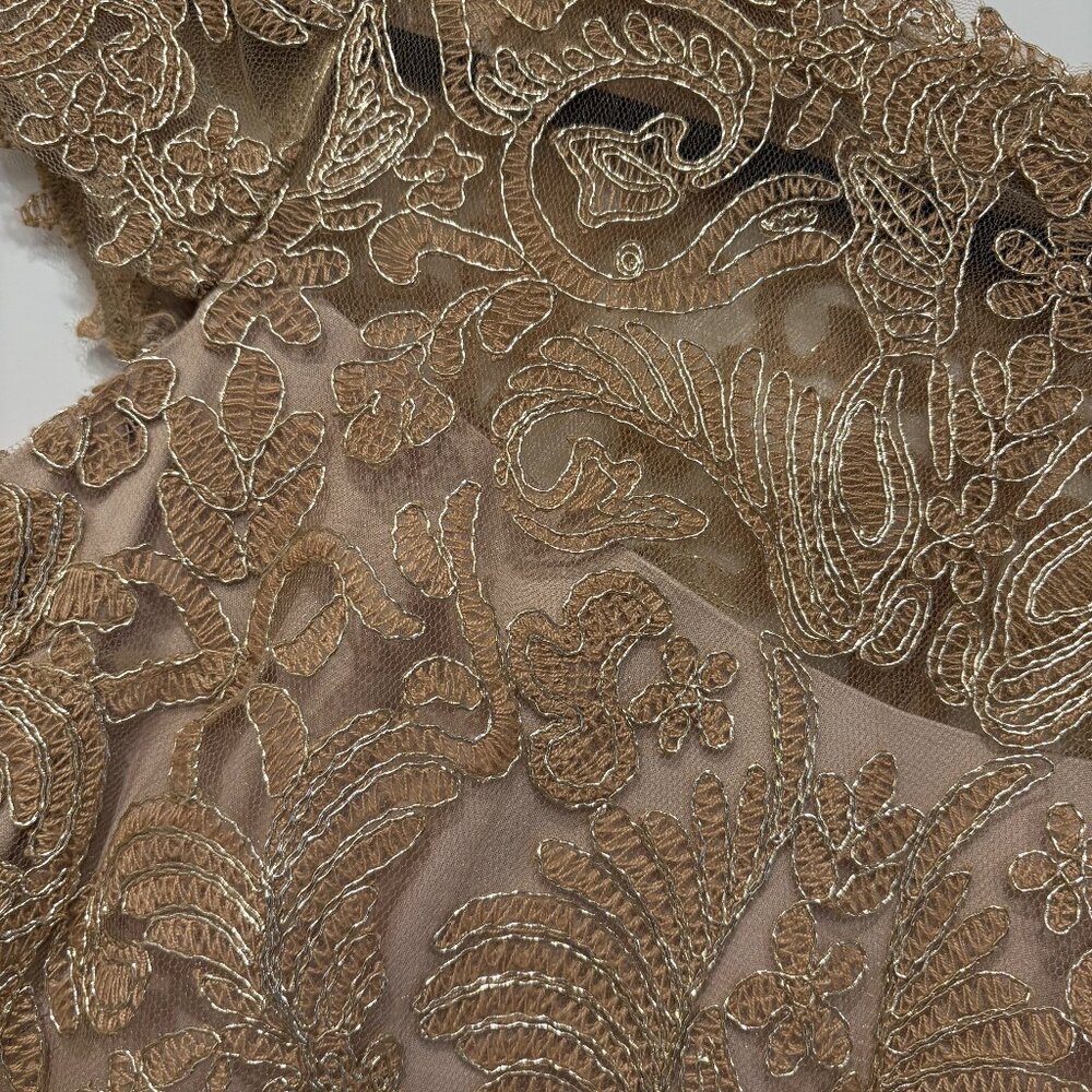 Tadashi Shoji Gold Lace Cocktail dress Size 2